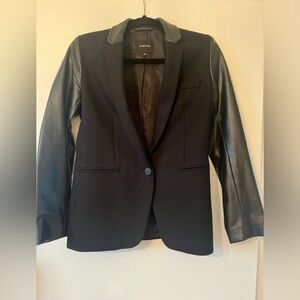 Babaton Vegan Leather & Wool Blazer